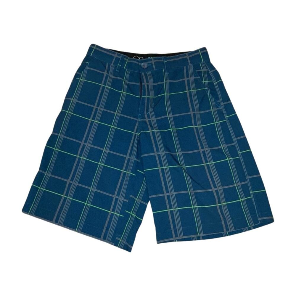 OP Flex 4-Way Stretch Golf Shorts Blue Plaid Size 28** see last pic some fading*